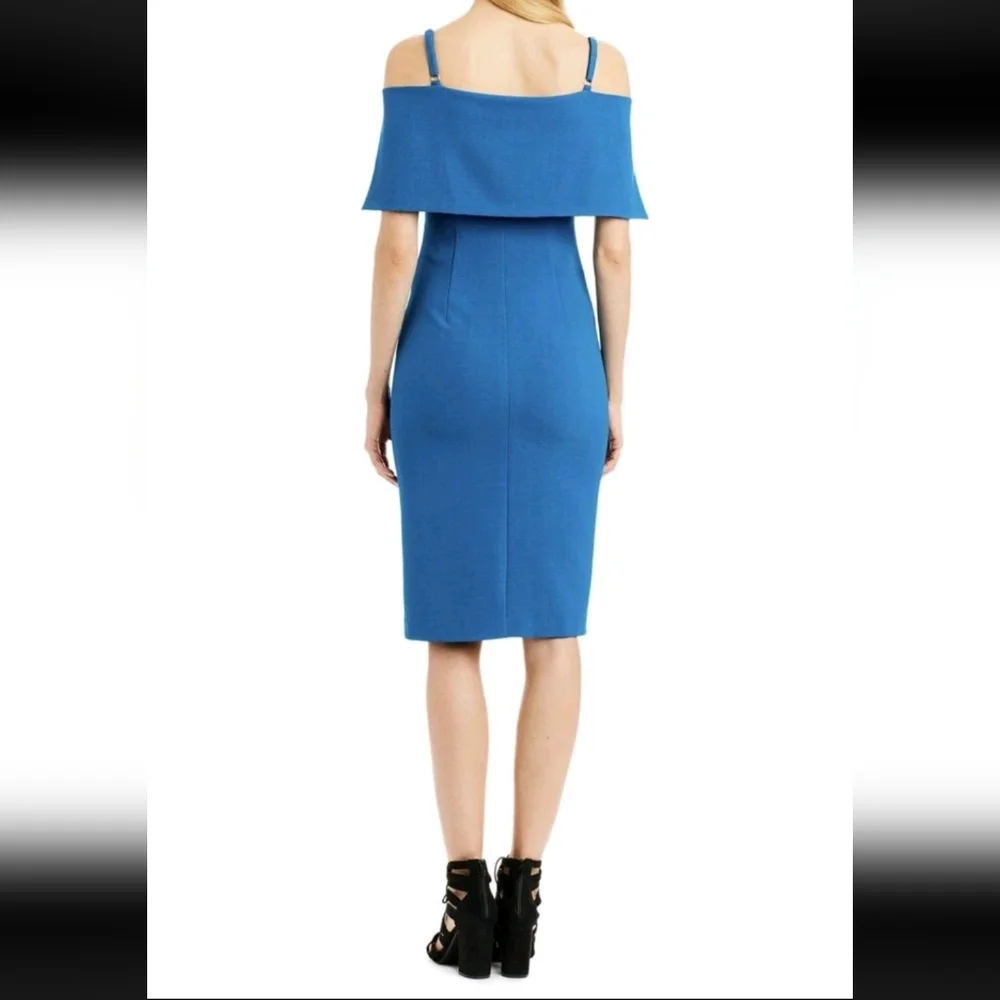 Nicole Miller New York Cold Shoulder Teal Dress - Picture 4 of 9